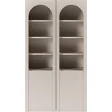 Selsey Arkadia - Vitrine mit Bogentüren und Glasfronten, Kaschmirgrau, 100 cm - Taupe