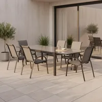Merxx Amalfi Garten-Essgruppe 7-tlg. Ausziehtisch 110 x 200-300 cm grau