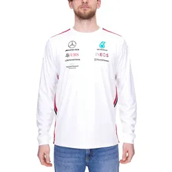 Mercedes-Benz AMG Petronas F1 MAPF1 Driver Herren Longsleeve mit Sponsoren-Prints Langarm-Pullover Motorsport Sweatshirt 701223423 002 Weiß - L