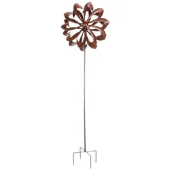 Lex XXL Metall Doppel Windrad Windspiel Gartendeko Balkon Terrasse 210x62cm kupfer