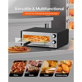 Vevor elektrischer Pizzaofen für 305 mm Pizza 1450 W Pizzabackofen bis 300 °C, Pizzamaker mit Zeit- und Temperaturregelung, Pizzabackmaschine Pizzamaschine multifunktional Grillofen Schwarz