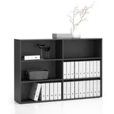 Doppeltes niedriges Büroregal SEGMENT, 4 Böden, 1660 x 350 x 1140 mm, Graphit