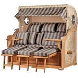 bene living Strandkorb Komplettset Königssee 3 Sitzer Teak Bullauge PE Shell Modell 537 Inkl Liftersystem Schutzhülle Doppelrollen Glasbecherhalter