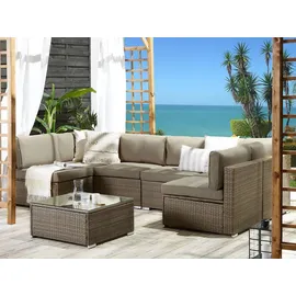 Beliani Gartenmöbel Set 6-Sitzer Loungeset braun