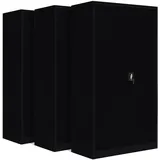 3-Pack LagerZwei Mehrzweckschrank 195x100x50cm I Metallschrank, 4 Fachböden I Großer Aktenschrank, abschließbar I Robuster Allzweckschrank als Werkstattschrank & Büroschrank I Stahlschrank schwarz