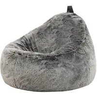 I.C.O.N. Icon Cocoon Sitzsack Sessel, Grau, Flauschiger Kunstpelzstoff, Sitzsack Erwachsene mit Füllung, Bean Bag, Flauschig Lounge Sessel, Lounge Stuhl, Schlafzimmer, Wohnzimmer, Wohnzimmer Möbel
