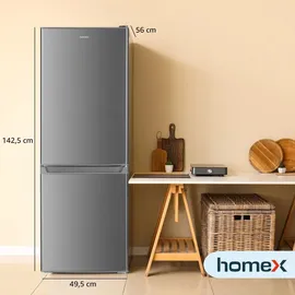 Homex CFS1110-S  Kühl-Gefrierkombination (173 l, 1425 mm hoch, Silber)
