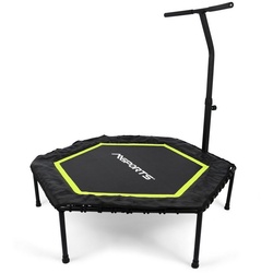 MSports® Fitnesstrampolin Fitness Trampolin mit Klappfunktion und Haltestange für Indoor und Outdoor, mit Höhenverstellung 150 kg Belastbarkeit