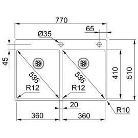 Franke Box BXX 220-36-36 A flächenbündig Doppelspüle edelstahl (127.0476.704/11029)