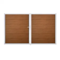 Groja BasicLine Steckzaun DIN Rechts Doppeltor Sonderbreite H:180cm Golden Oak EV1