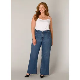 Base Level Curvy BASE LEVEL CURVY, Damen, Gr. 50, Länge 32, blau (mid blau), Denim/Jeans, Obermaterial: 98% Baumwolle, 2% Elasthan, unifarben, bequem lang, Jeans, in großen Größen