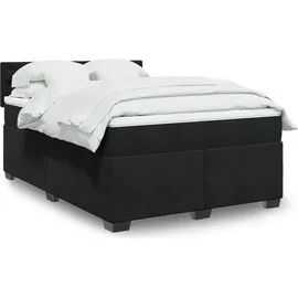 vidaXL Boxspringbett mit Matratze Schwarz 160x200 cm Samt