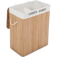 Songmics Wäschekorb Bambus, 32*52*62,5 cm,