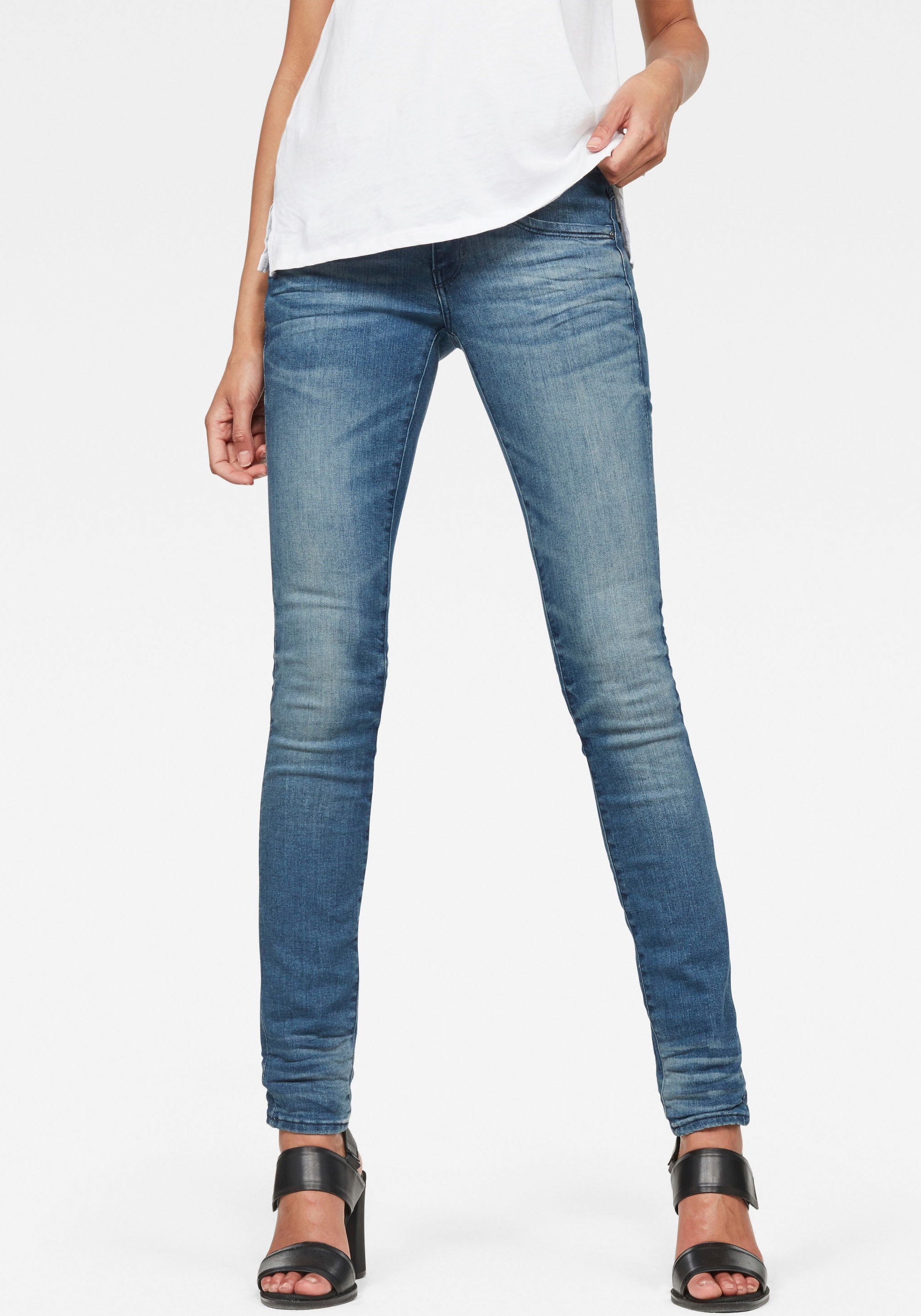 Skinny-fit-Jeans G-STAR RAW "Mid Waist Skinny" Gr. 33, Länge 30, blau (dark used) Damen Jeans Röhrenjeans