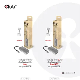 Club 3D DVI-D Adapter USB Typ-C auf Dual Link 0,25 m Grau