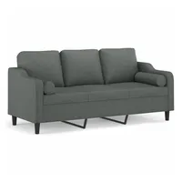 VidaXL 3-Sitzer-Sofa mit Zierkissen Dunkelgrau 180 cm Stoff