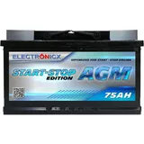 Autobatterie 75Ah AGM Ersetzt 70Ah 12V, Start-Stop Starterbatterie, Kfz Batterie, Pkw Batterie Starterbatterien AGM Batterie Battery 70 Ah Electronicx