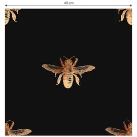 wall-art K&L Wall Art Vliestapete »Vintage Vliestapete«, Biene Retro Schwarz Gold, mehrfarbig, matt - bunt