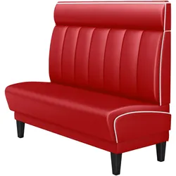 Dinerbank | Rot | B:H 120 x 123 cm | Gestreift | Leder | American Diner Sitzbank, American Dinerbank, American Diner Möbel