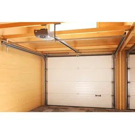 Lasita Maja Hawaii Set mit Sektionaltor Garage 44 mm 2-Raum, 780 x 579,6 cm (Außenmaß), Holz - grau