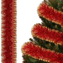 SPRINGOS Weihnachtsbaumkette 6m Rot-goldene Girlande für den Weihnachtsbaum, Durchmesser 10cm