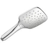 ASW Duschkopf Handbrause eckig 12cm, 3 Strahlarten, vollverchomt mit Knopfumstellung