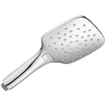 ASW Duschkopf Handbrause eckig 12cm, 3 Strahlarten, vollverchomt mit Knopfumstellung