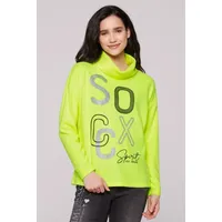 Soccx Rollkragenpullover aus Flauschstrick mit Glitter Logo Neon Lime