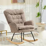 Homcom Schaukelstuhl mit Chenilleoptik Polyester 98,5 x 97 x 71 cm Braun mit Kissen
