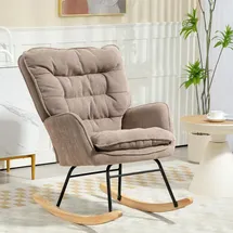 Homcom Schaukelstuhl mit Chenilleoptik Polyester 98,5 x 97 x 71 cm Braun mit Kissen