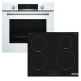 Bosch Backofen-Set weiß EcoClean mit Induktionskochfeld Booster autark 60cm NEU