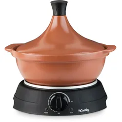 H.Koenig Elektrische Tajine TAJ3 / 3 L / Schmortopf / Terrakotta / Einstellbare Temperatur / Kontrollleuchte / 300 W