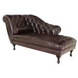Chaiselongue Chesterfield Delano aus echtem Rindsleder Braun