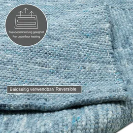 THEKO Handwebteppich Alpen UNI blue 40 H: 1,2