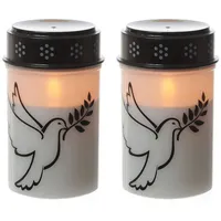 MARELIDA LED Grablichter Taube 12 cm 2 St. weiß