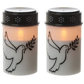 MARELIDA LED Grablichter Taube 12 cm 2 St. weiß