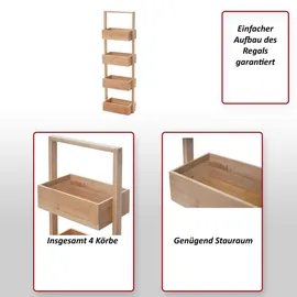 MCW Regal MCW-B78, Standregal Badregal Ablageregal Wohnregal mit 4 Körben, Bambus