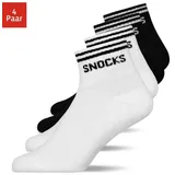 SNOCKS Retro Sneaker Socken | Schwarz-Weiß Streifen | 39 - 42