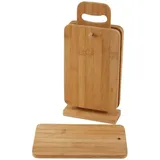 Buri Bambus Schneidebrettchen 4er-Set +Ständer Schneidbrett Frühstücksbrettchen Brett