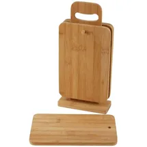 Buri Bambus Schneidebrettchen 4er-Set +Ständer Schneidbrett Frühstücksbrettchen Brett