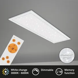 Briloner LED Panel Pallas, dimmbar, Fernbedienung, Lampe, Deckenleuchte Wohnzimmerlampe, LED fest integriert, 2700K - opal, für Wohn- / Esszimmer, Kunststoff, Modern, - 100 cm, weiß