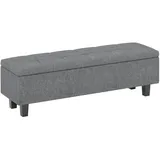 Homcom Sitzbank Stauraum Polsterbank Leinenoptik Bettbank mit Holzbeinen, Schuhbank für Schlafzimmer, Wohnzimmer, Flur 138 x 40 x 45 cm, Dunkelgrau