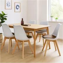 Hti-Living Esszimmerstuhl Samt weiß/braun 4er Set