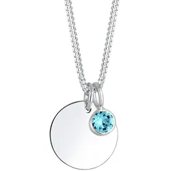 Elli Plättchen Geburtsstein Kristalle 925 Silber Ketten   Damen 