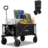 LEHMANN MOBI 110L Bollerwagen faltbar – klappbarer Transportwagen bis 80 kg, Handwagen mit 360° Rädern, Strandwagen, Gartenwagen, Einkaufstrolley faltbar