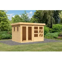 KARIBU Gartenhaus »Lahar 5«, BxHxT: 334 x 211 x 242 cm (Außenmaße inkl. Dachüberstand), Wandstärke 19 mm - braun