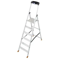 Stufenstehleiter Solido, Aluminium, extrem rutschfeste Plattform, 6 Stufen