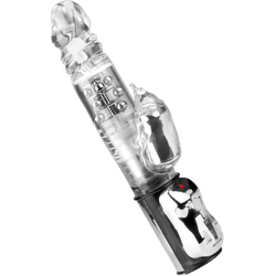 Perlenvibrator mit Klitorisreizer, 27 cm, silber | transparent