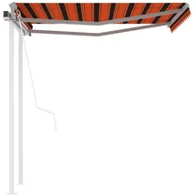 vidaXL Automatisch Gelenkarmmarkise 350 x 250 cm orange/braun inkl. Pfosten 3069930