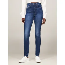 Tommy Hilfiger Skinny-fit-Jeans "Sylvia High Rise Skinny", Damen, Gr. 32, Länge 32, blau (denim schwarz), Denim/Jeans, Obermaterial: 92% Baumwolle, 4% Elasthan, 4% Polyester, unifarben, skinny fit knöchellang, Jeans, mit Logo-Badge